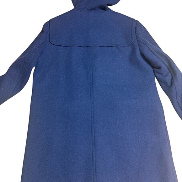 Vintage Lands' End Size 10 Petite Navy  Wool Hooded Duffle Coat Toggle Buttons - Picture 16 of 16
